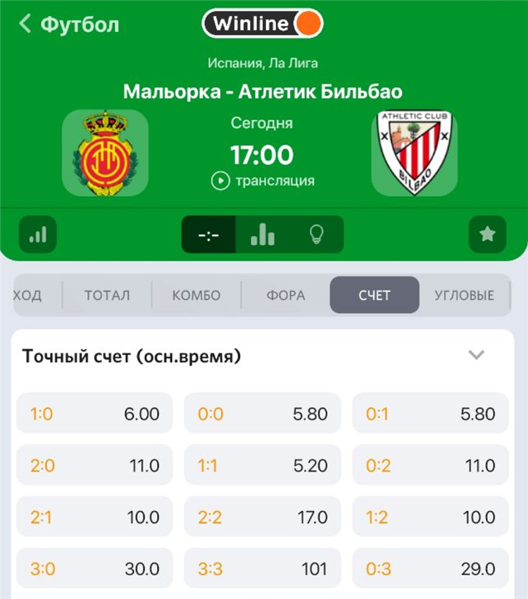 Счет футбольного матча
